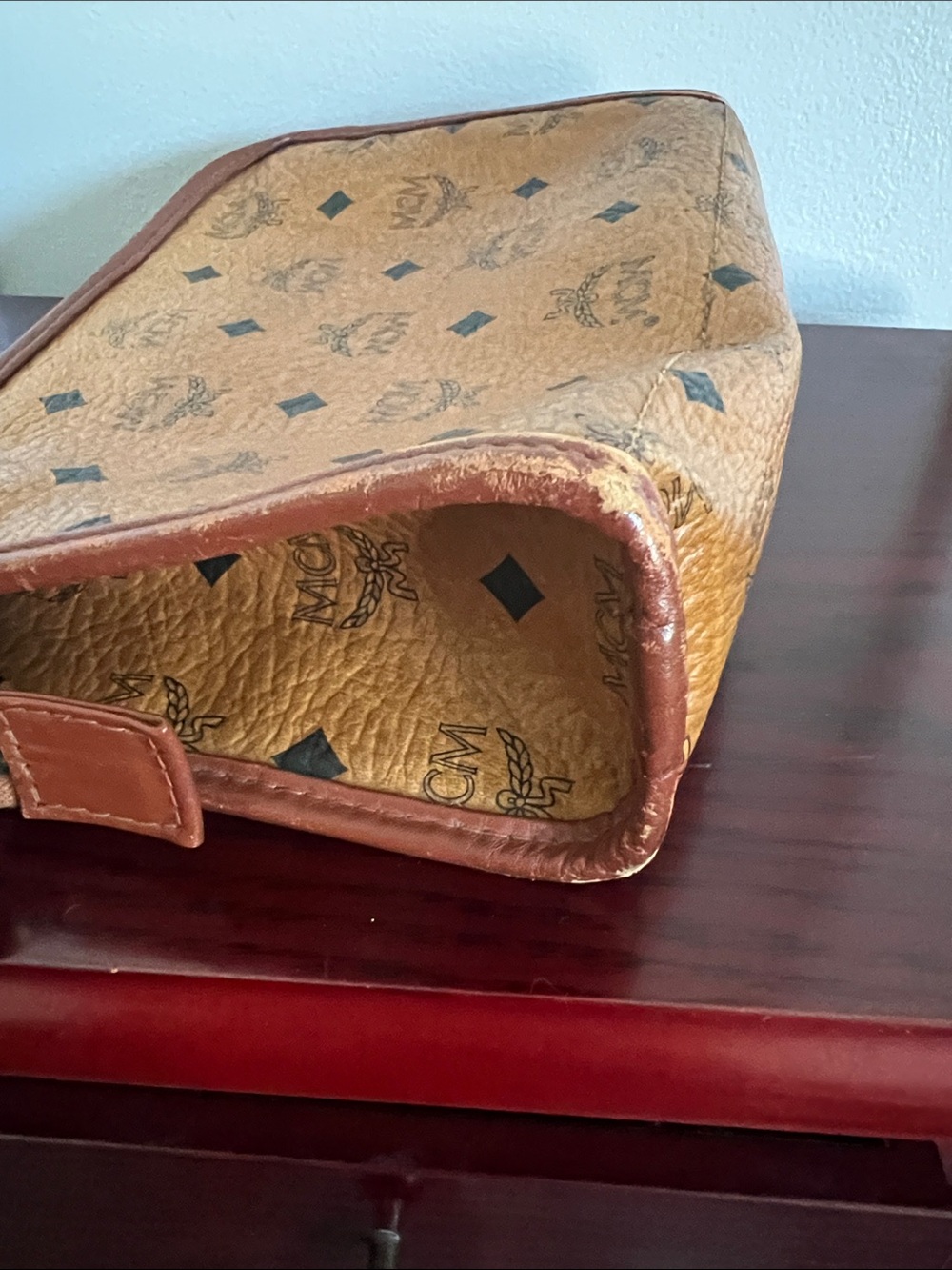 MCM Cognac Visetos Monogram Clutch with Brown Trim - Picture 7 of 15